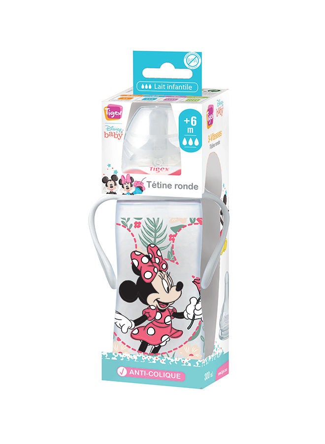 TIGEX 3 Speed Wide Neck Feeding Bottle 300Ml With Handles Silicone Teat Silicone Teat Minnie Design, Suitable From 6 Months - Image 3