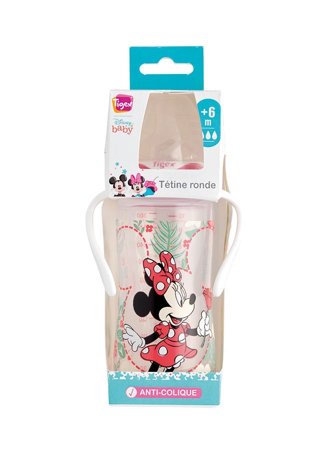 TIGEX 3 Speed Wide Neck Feeding Bottle 300Ml With Handles Silicone Teat Silicone Teat Minnie Design, Suitable From 6 Months - Image 2
