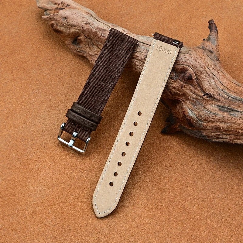 Bluejw New Style 2-in-1 Leather and Nylon Watch Band Strap – Replace the Watch Strap for Samsung & Seiko – Available in 18mm, 20mm, 22mm, 24mm - Image 1