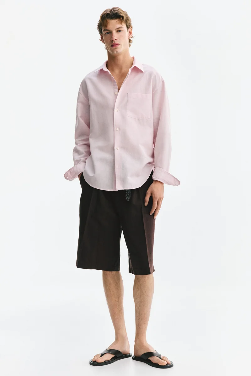 H&M  Relaxed Fit Linen-blend shirt for Men | Best Price UAE