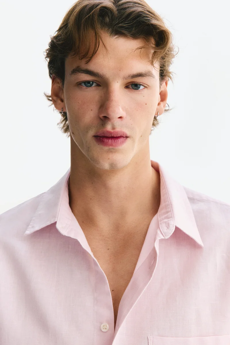 H&M  Relaxed Fit Linen-blend shirt for Men | Best Price UAE