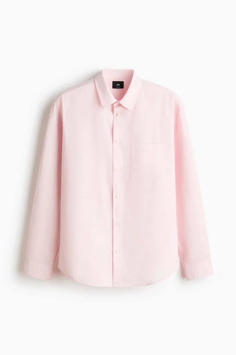 H&M  Relaxed Fit Linen-blend shirt for Men | Best Price UAE