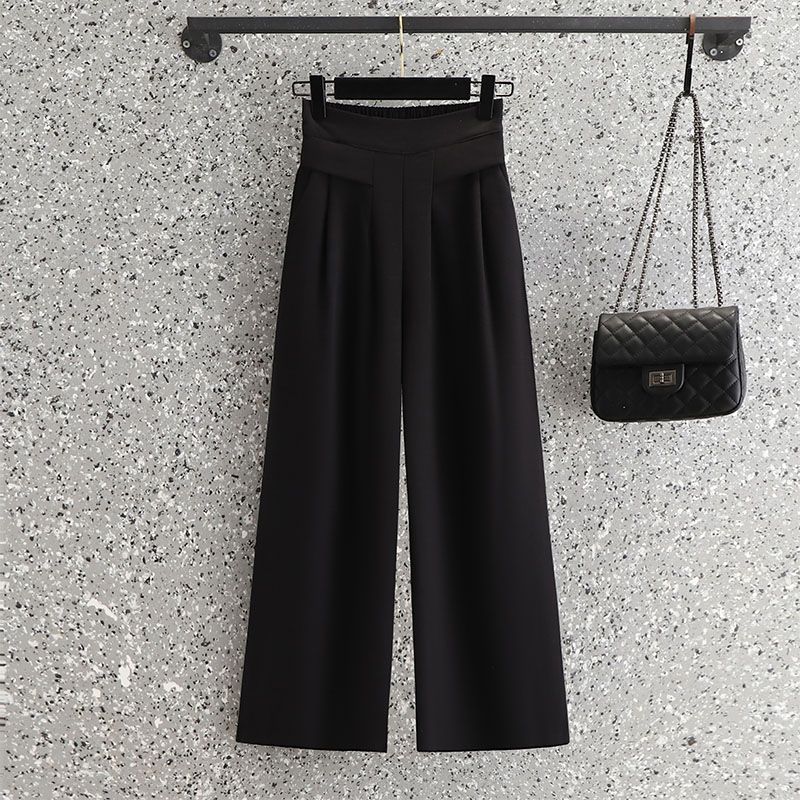 Republic Of China Style Vertical Collar Plus Size Slimming Tang Suit Chinese Embroidery Retro Elegant Suit Wide Leg Pants Two-Piece Set For Summer - Image 1