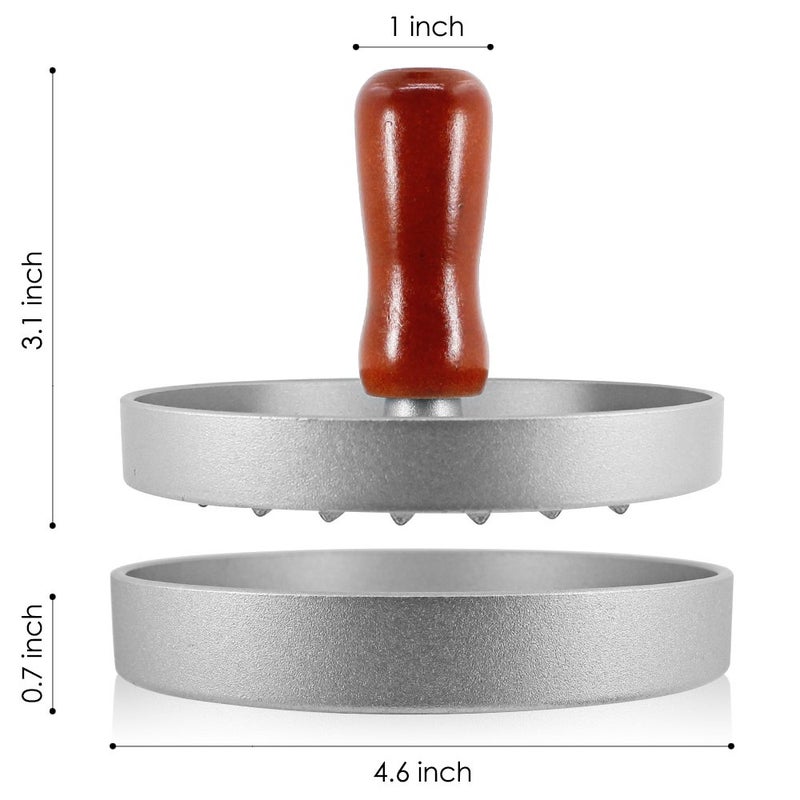 FineGood Non-Stick Burger Press, Patty Maker Aluminum Patty Mold for BBQs Housemade Hamburger - Silver - Image 5