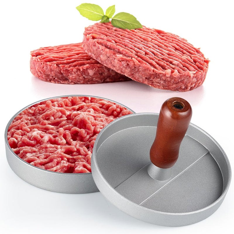 FineGood Non-Stick Burger Press, Patty Maker Aluminum Patty Mold for BBQs Housemade Hamburger - Silver - Image 3