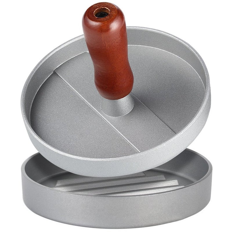 FineGood Non-Stick Burger Press, Patty Maker Aluminum Patty Mold for BBQs Housemade Hamburger - Silver - Image 1