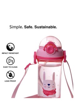 Fissman Water Bottle For Kids BPA Free Non-Toxic, Plastic 460ml  - Image 2