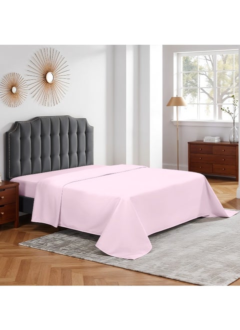 Flat Bedsheet 220X240Cm Plush Pink Breathable Machine Washbale Bedsheet Extra Soft Easy Fit Highly Breathable Bedding & Linen Cover
