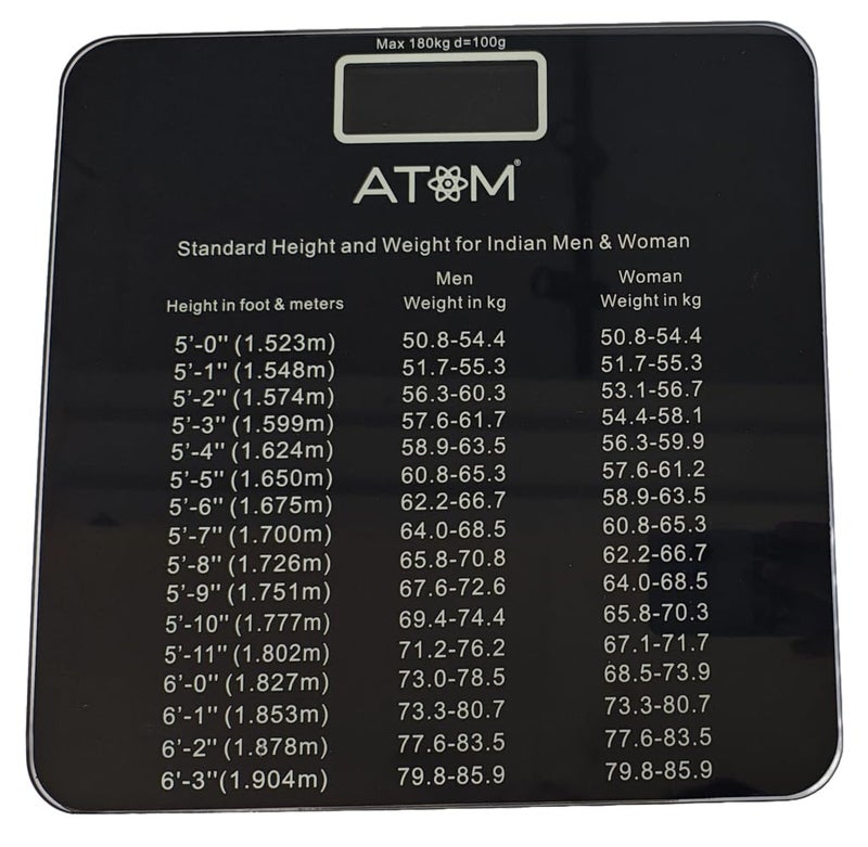 Atom Digital Electronic Personal Body Weighing Scale | 6mm Thick Glass and Large LCD Display | Electronic Weighing Scale with Tempered Glass | Atom AL 610 Personal Scale - Image 1