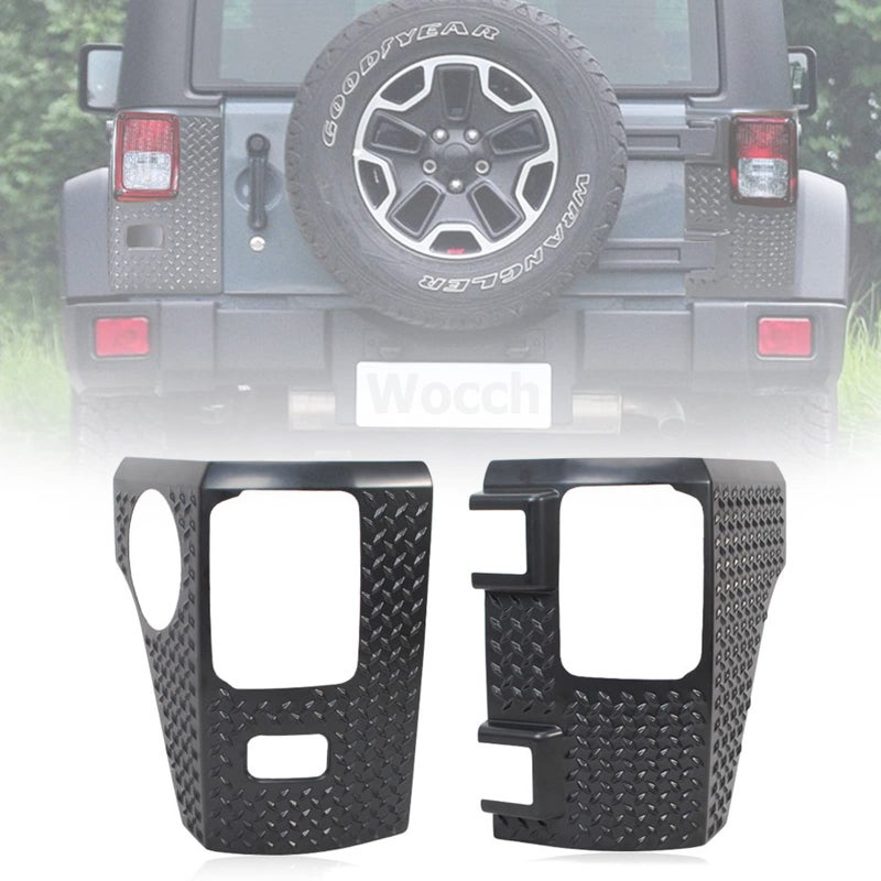 Wocch JK Rear Corner Guards Body Armor Kit Tail Light Trim Covers Compatible with 20072018 Jeep Wrangler JK JKU Rear Quarter Panel Black Diamond Armour Replacement for 1165101