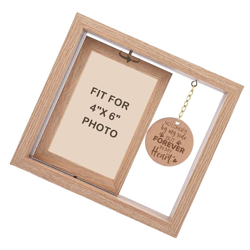 Rotating Wooden Memorial Picture Frame For Pet Loss Sympathy Holds 4x6 Inch Photo - Image 2