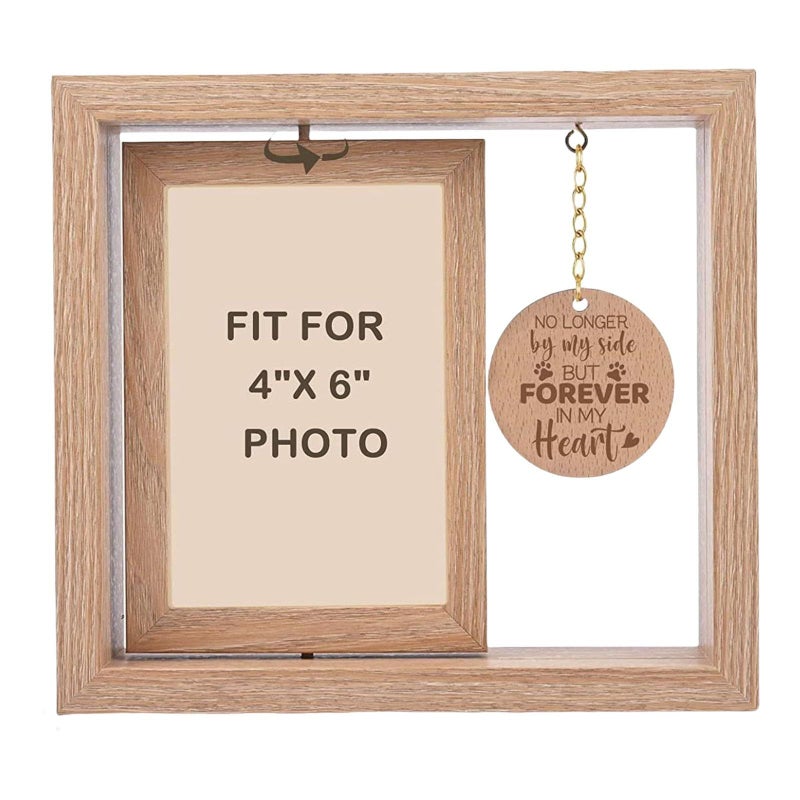 Rotating Wooden Memorial Picture Frame For Pet Loss Sympathy Holds 4x6 Inch Photo - Image 4