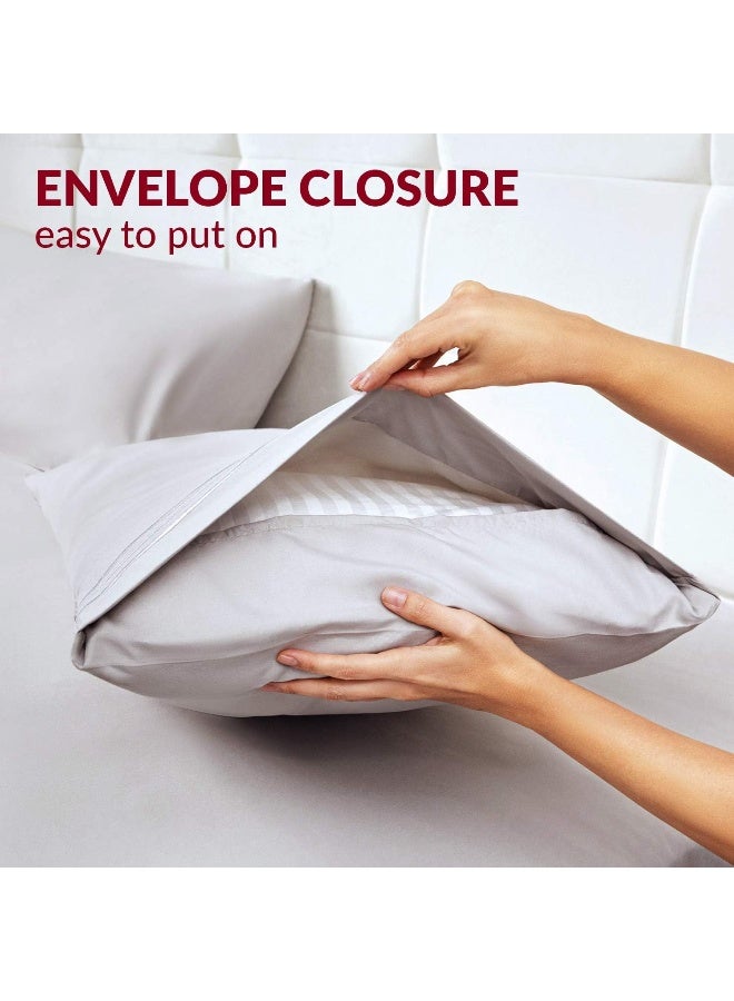 Mellanni Pillow Cases  Luxury Extra Soft Cooling Pillow Covers  2 PC Iconic Collection Pillowcases  Envelope Closure King 20 x 40 Striped White - Image 4