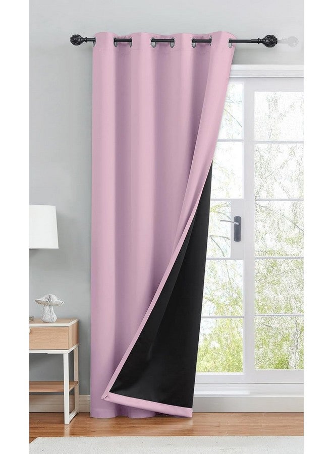 BFAM 100% Blackout Curtains for Bedroom with Black Liner, Thermal Insulated Thick Double Layers Total Light Blocking Grommet Window Curtains 1 Panel - Image 1