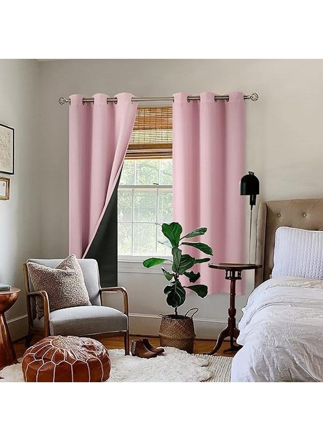 BFAM 100% Blackout Curtains for Bedroom with Black Liner, Thermal Insulated Thick Double Layers Total Light Blocking Grommet Window Curtains 1 Panel - Image 2