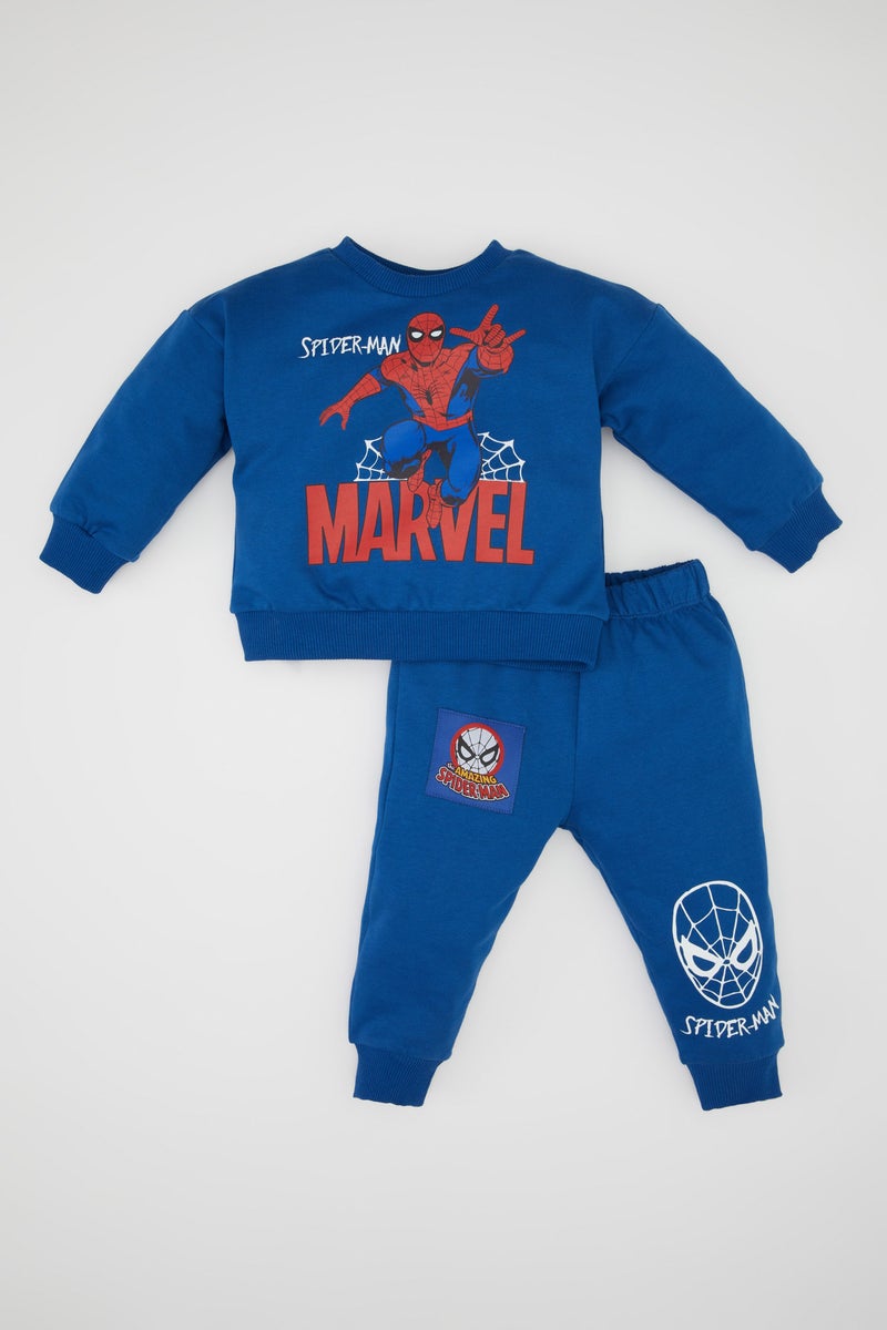 DeFacto Blue BabyBoy Baby Boy Marvel Comics Thin Sweatshirt Sweatpants 2 Piece Set Casual - Image 1