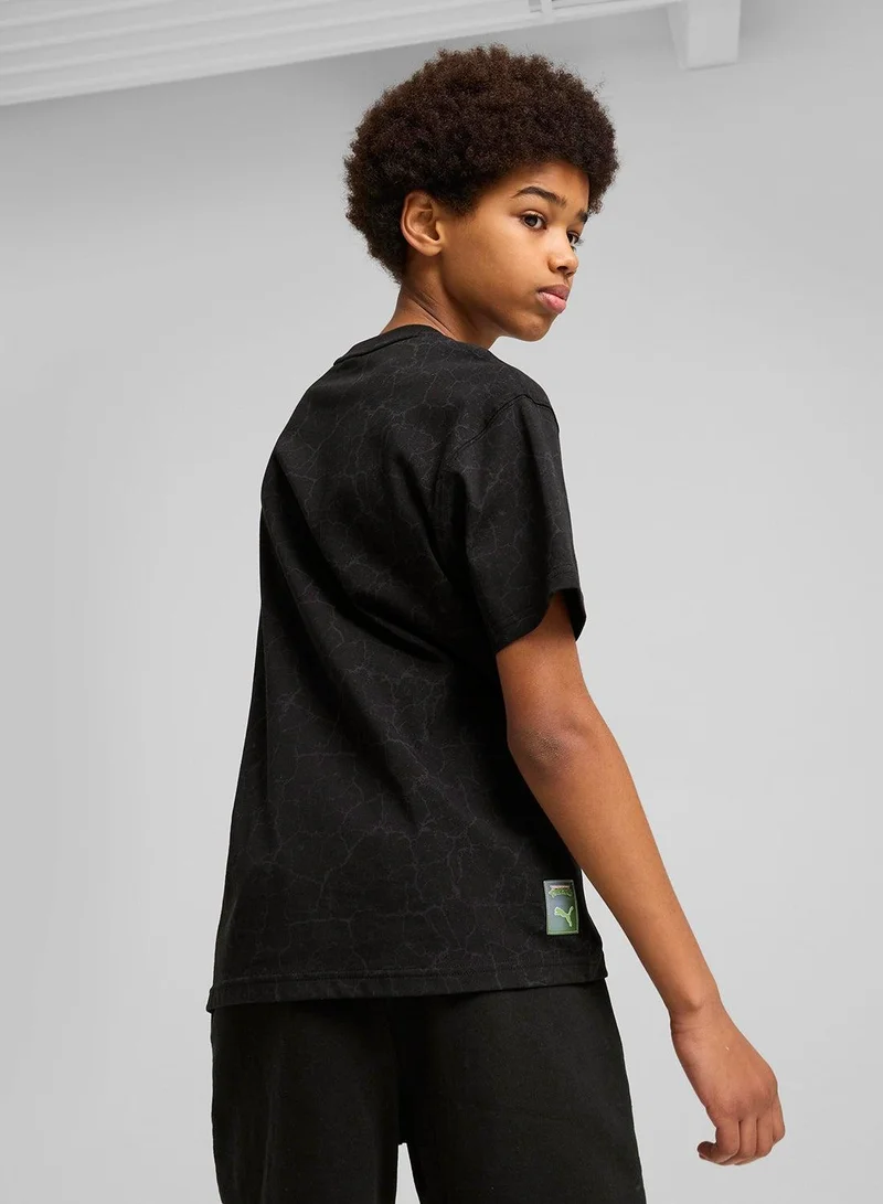 بوما تيشيرت شبابي مطبوع بالكامل بقصة مريحة