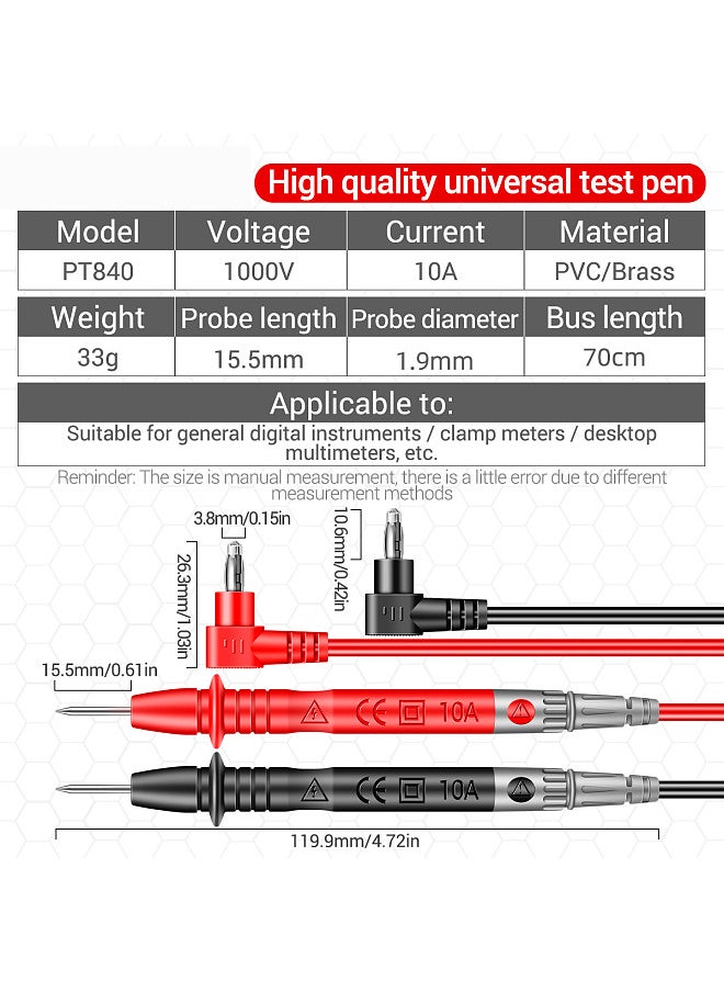 ANENG ANENG PT840 1000V 10A Digital Multimeter Probe Universal Test Lead Needle Pin Wire Pen Cable Kit Current Voltmeter Tester Wire  - Image 4