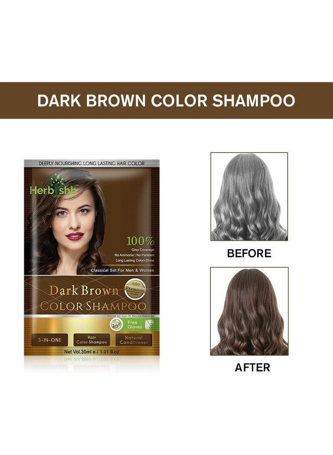 Herbishh Natural Hair Color Shampoo for Gray Hair - Argan Hair Mask, Travel Size, Long-Lasting Color, Ammonia-Free, 10 Pack + 1 Pack (Dark Brown) - Image 2