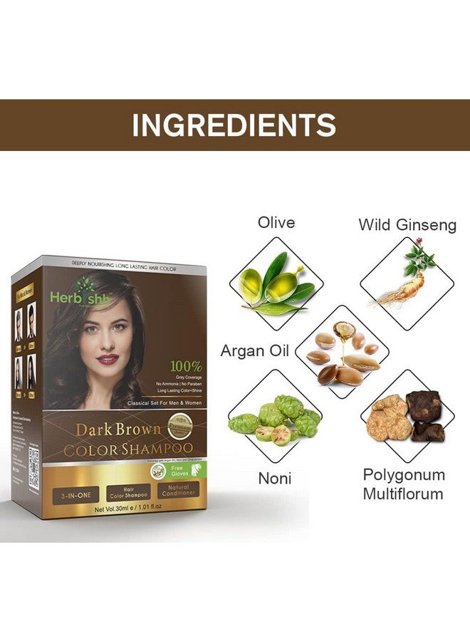 Herbishh Natural Hair Color Shampoo for Gray Hair - Argan Hair Mask, Travel Size, Long-Lasting Color, Ammonia-Free, 10 Pack + 1 Pack (Dark Brown) - Image 5