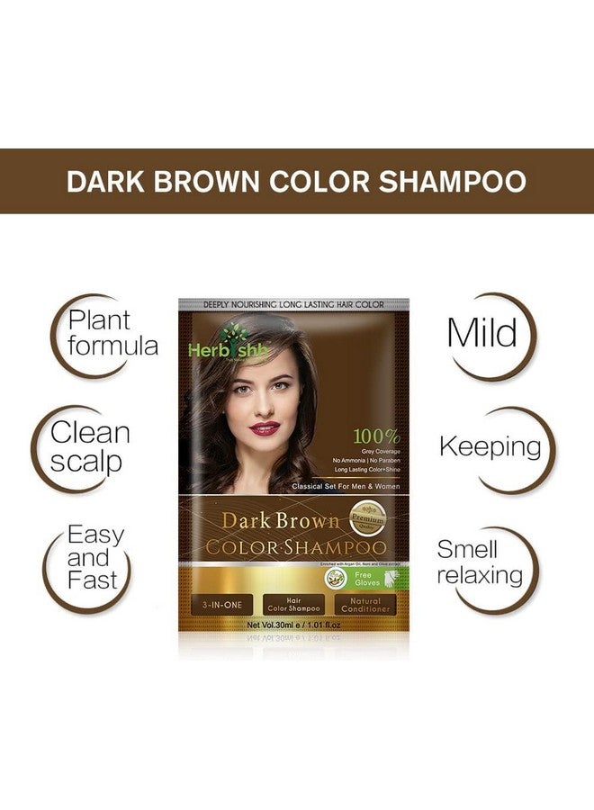 Herbishh Natural Hair Color Shampoo for Gray Hair - Argan Hair Mask, Travel Size, Long-Lasting Color, Ammonia-Free, 10 Pack + 1 Pack (Dark Brown) - Image 3