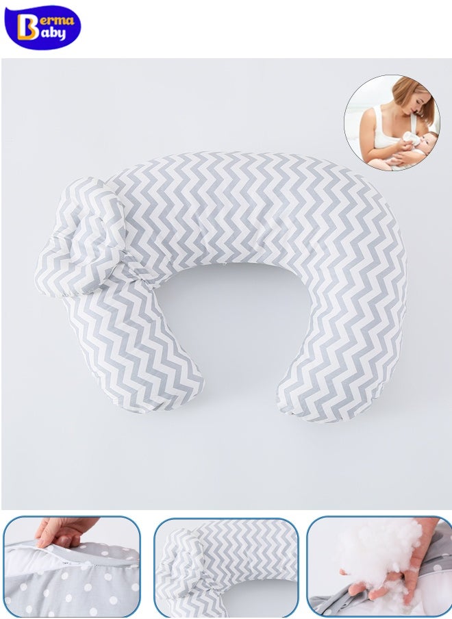 Berma Baby Baby nursing pillow, anti-spitting pillow, newborn learning nursing pillow, positioner, machine washable U-shaped nursing pillow, baby support pillow, adjustable nursing pillow (gray wave)  - Image 1
