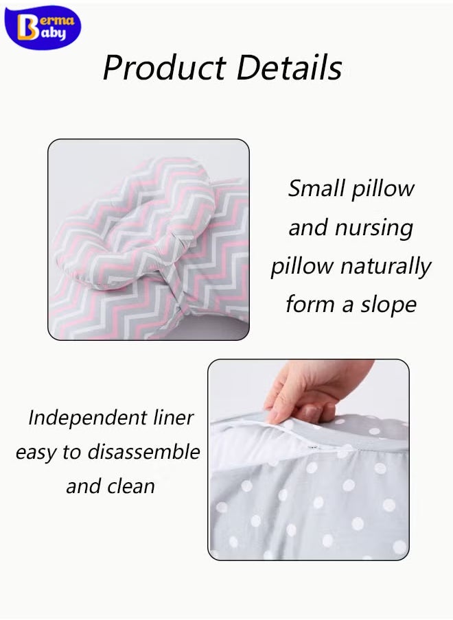 Berma Baby Baby nursing pillow, anti-spitting pillow, newborn learning nursing pillow, positioner, machine washable U-shaped nursing pillow, baby support pillow, adjustable nursing pillow (gray wave)  - Image 3