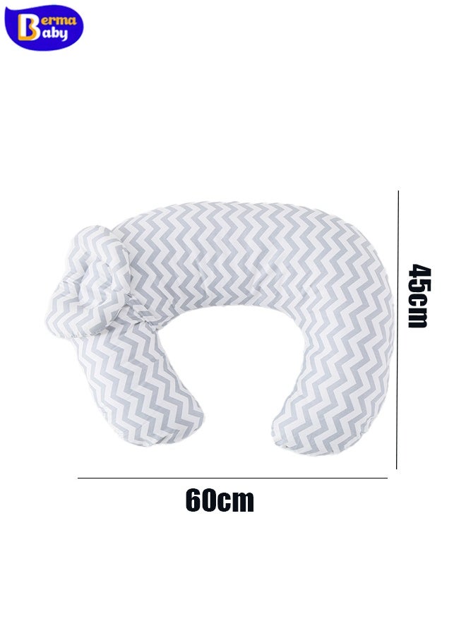 Berma Baby Baby nursing pillow, anti-spitting pillow, newborn learning nursing pillow, positioner, machine washable U-shaped nursing pillow, baby support pillow, adjustable nursing pillow (gray wave)  - Image 2