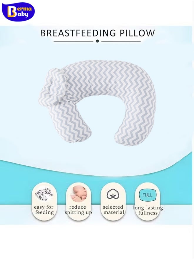 Berma Baby Baby nursing pillow, anti-spitting pillow, newborn learning nursing pillow, positioner, machine washable U-shaped nursing pillow, baby support pillow, adjustable nursing pillow (gray wave)  - Image 4