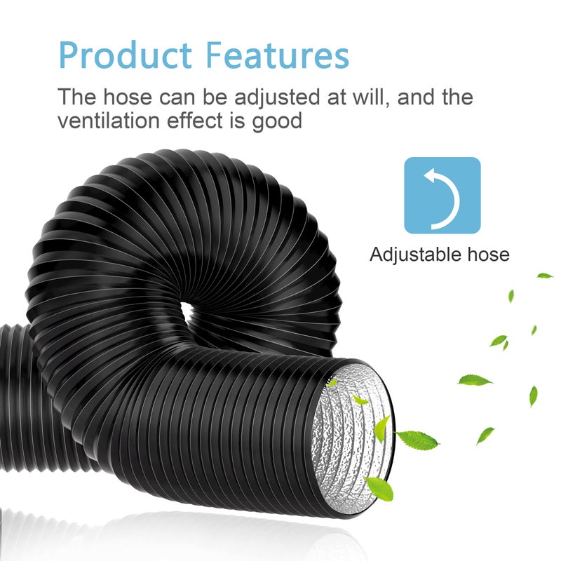Hon&Guan 3 inch 16 FT Long Air Ducting, Heavy-Duty Four-Layer Protection Dryer Vent Hose for Heating Cooling Ventilation and Exhaust-with 2 Clamps, Black - Image 5