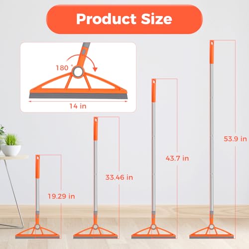 wlich 2in1 Air Broom 180 Rotating 54 Inch Adjustable Silicone Rubber Broom Includes 2 Scraping Strips Sweep and Silicone Tools with Long Handle for Cleaning BathroomsGlassTilesPet Hair - Image 5