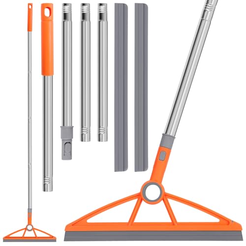 wlich 2in1 Air Broom 180 Rotating 54 Inch Adjustable Silicone Rubber Broom Includes 2 Scraping Strips Sweep and Silicone Tools with Long Handle for Cleaning BathroomsGlassTilesPet Hair - Image 2