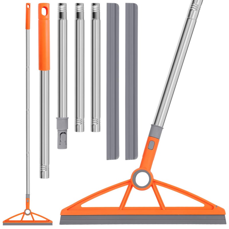 wlich 2in1 Air Broom 180 Rotating 54 Inch Adjustable Silicone Rubber Broom Includes 2 Scraping Strips Sweep and Silicone Tools with Long Handle for Cleaning BathroomsGlassTilesPet Hair - Image 3
