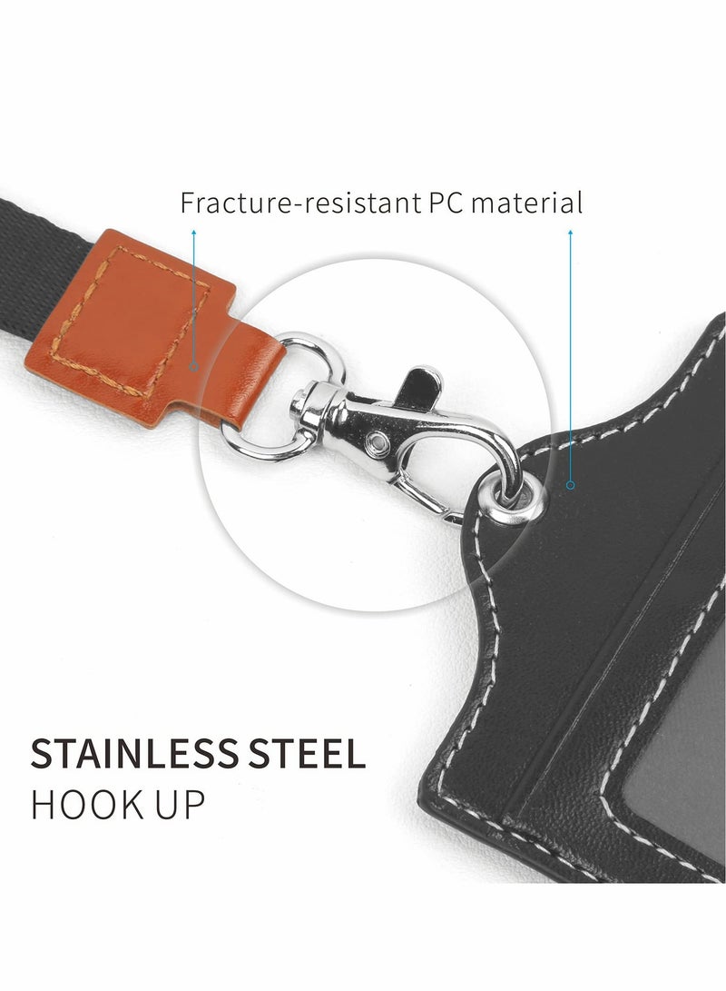 Premium Leather ID Badge Holder with Lanyards - 2 Pack, Durable and Stylish ID Card Holders for Work, Events, and Conferences - Image 3