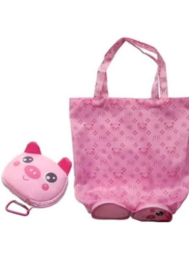 Reusable Shopping Bag - Foldable and Convert to Medallion - Eco-Friendly Grocery Bag with Lovely Cartoon Shapes  - Image 1