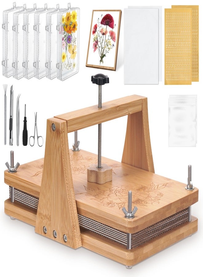 MLLNFUE Large Wooden Flower Press Kit, 11" x 8" Multi-Layer Plant Press for Dried Flowers, DIY Botanical Art and Craft Tool - Image 1
