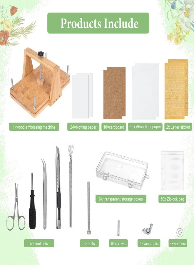 MLLNFUE Large Wooden Flower Press Kit, 11" x 8" Multi-Layer Plant Press for Dried Flowers, DIY Botanical Art and Craft Tool - Image 2