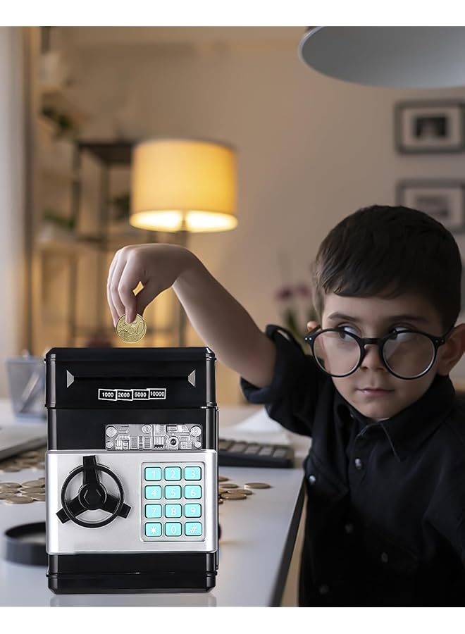 إيروريكس بنك نقود إلكتروني للأطفال خزنة رقمية مع قفل دبوس بنك موسيقى مع ملصقات صناديق نقود رقمية للأطفال خزنة نقود رقمية كبيرة مع ملصقات لطيفة متعددة الألوان - Image 2