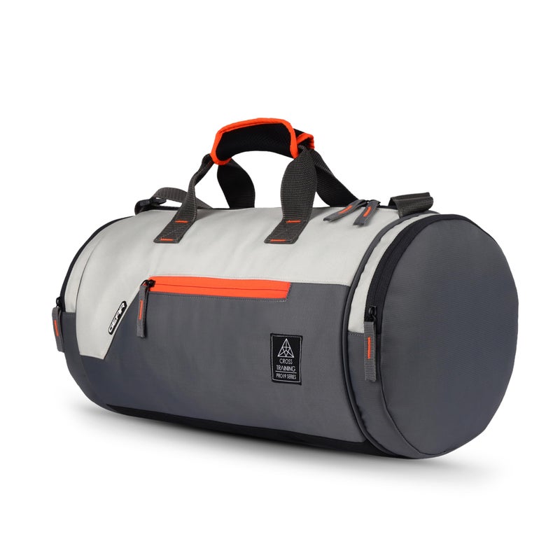 Gear Cross Training 9"/29L Large Water Resistant Duffle Bag | Travel Bag | Gym Bag for Men & Women (Grey - Orange) - Image 5