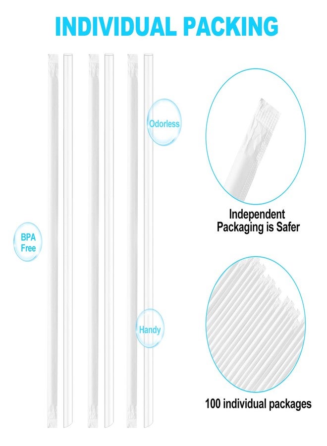XZESH 100Pcs Disposable Straws for 40 oz 30 oz Tumbler, 12 Inch Extra Long Straws Disposable for Stanley Cup, Clear 12” Disposable Straw Individually Wrapped - Image 5