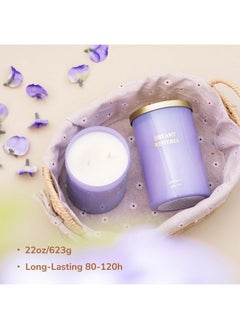 Goodpick Goodpick Wisteria Lavender Scented Candles, 22 oz Soy Candles, Candles for Home Scented, Large Jar Candle, Gifts for Women, Mom, Birthday, Friendship, Graduation, Purple, 2 Wicks Highly Scented  - Image 2