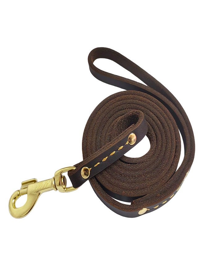 leadfar Leather Dog Leash 6 ft x 1/2 inch Heavy Duty Genuine Leather Dog Training Leash Soft and Strong Leather Leash for Small and Medium Dogs Brown - Image 1