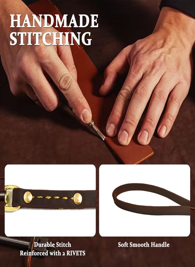 leadfar Leather Dog Leash 6 ft x 1/2 inch Heavy Duty Genuine Leather Dog Training Leash Soft and Strong Leather Leash for Small and Medium Dogs Brown - Image 2