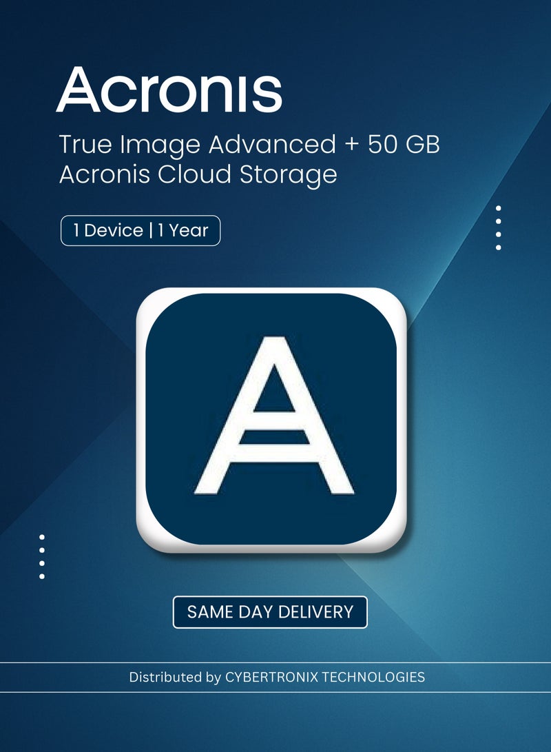 Acronis  Acronis True Image Advanced 2025 + 50GB Cloud Storage | 1 Device for 1 Year | Digital License | SAME DAY DELIVERY
