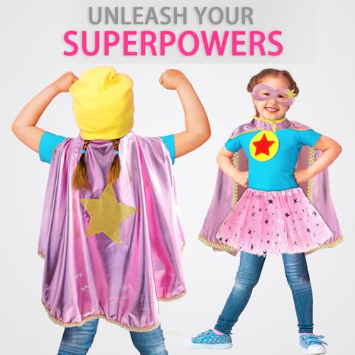 iROLEWIN Superhero-Capes for Kids Superhero-Costumes for Girls Toddler Princess Dress-Up Big-Sister-Gifts Christmas Party Toy - Image 2