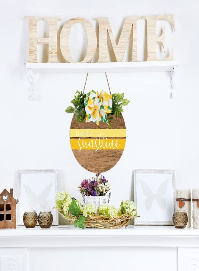 Whaline Hello Sunshine Wooden Hanging Sign Summer Welcome Sign Front Door Decor with Lemon Bowknot Rustic Farmhouse Wood Sign Door Hanger for Spring Summer Holiday Home Office Shop Window Wedding - Image 3