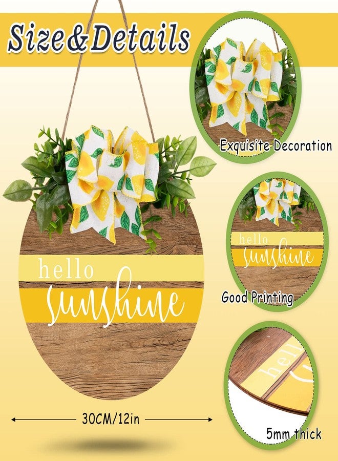 Whaline Hello Sunshine Wooden Hanging Sign Summer Welcome Sign Front Door Decor with Lemon Bowknot Rustic Farmhouse Wood Sign Door Hanger for Spring Summer Holiday Home Office Shop Window Wedding - Image 2