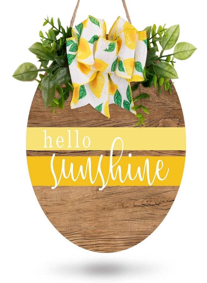Whaline Hello Sunshine Wooden Hanging Sign Summer Welcome Sign Front Door Decor with Lemon Bowknot Rustic Farmhouse Wood Sign Door Hanger for Spring Summer Holiday Home Office Shop Window Wedding - Image 1