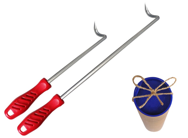 OC TRADE Food Flipper & Turners - Pigtail Flipper - 16 and 12 Inches BBQ Meat Turners - Long & Short 304 Stainless Steel Hook - Meat, Fish, Vegetable Cooking Set - BBQ Accessories - Barbecue Tongs - BBQ Fork - Image 1