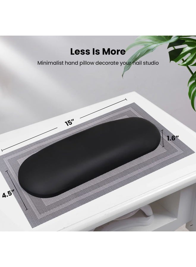 Merterfly Nail Arm Rest Pillow and Mat Luxury Salon Manicure Armrest Cushion Nail Art Hand Holder Manicure Hand Rest Cushion Pad Tool for Nail Tech Manicurist (With Mat, Black) - Image 4